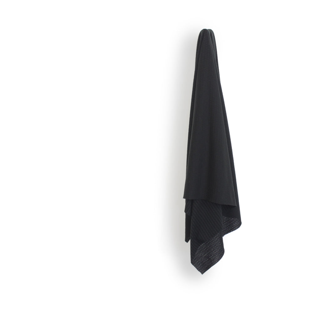 Merino Pointelle Plated Stripe Jersey - Black