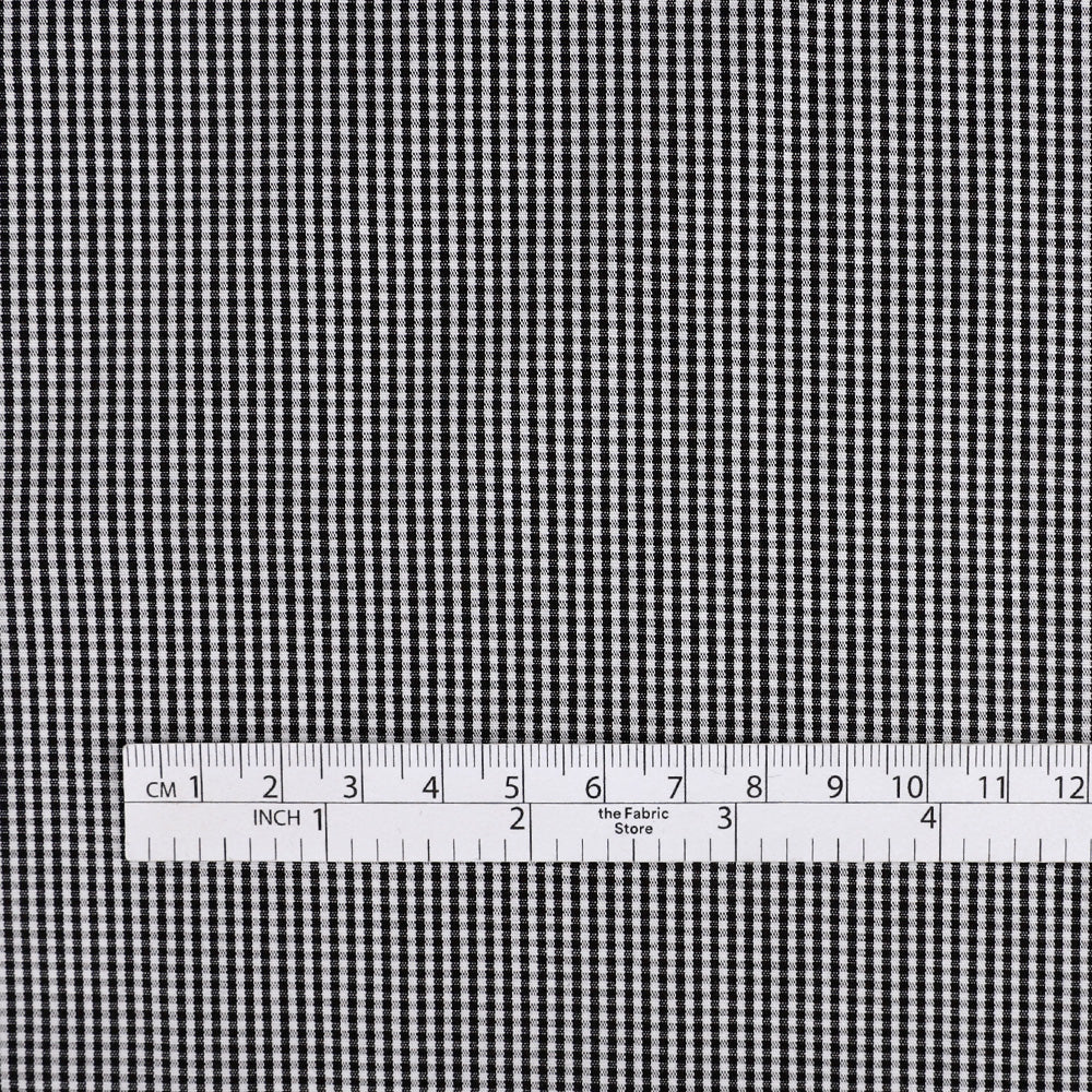 Micro Gingham Cotton Shirting - Black