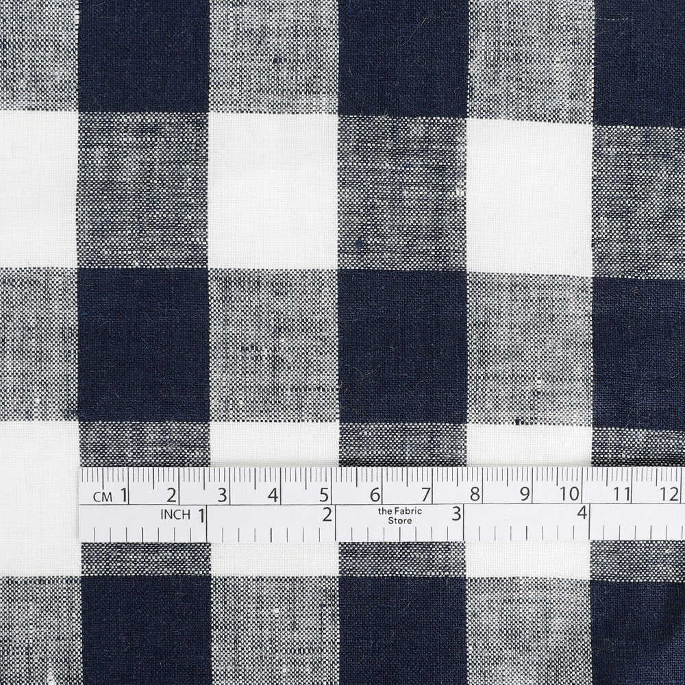 Bold Gingham Linen - Navy – The Fabric Store NZ