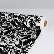 Palm Leaves Silhouette Stretch Cotton Twill  - Black