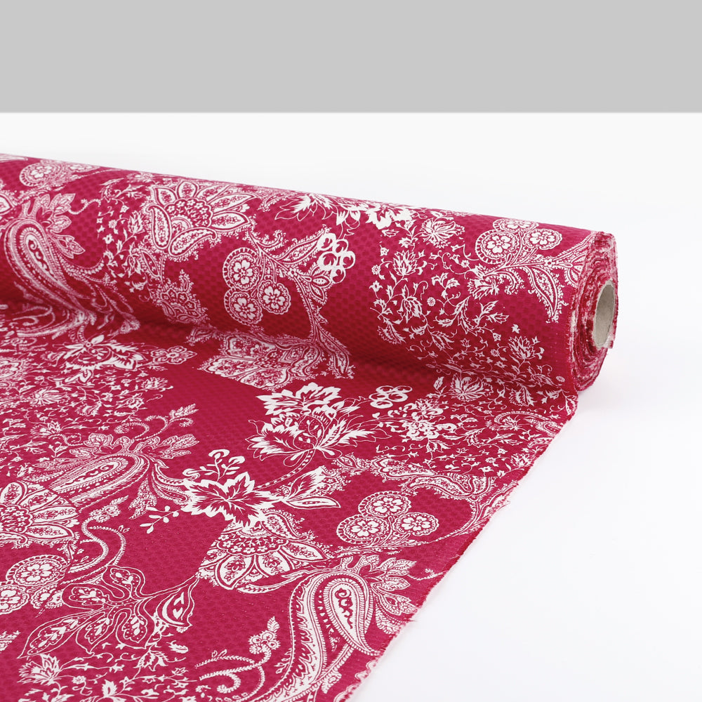 Paisley Patchwork Stretch Cotton Check - Cerise
