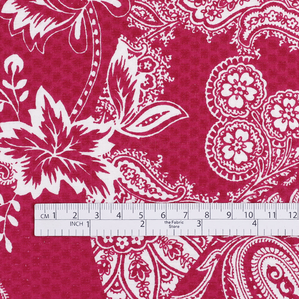 Paisley Patchwork Stretch Cotton Check - Cerise