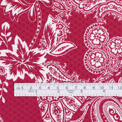 Paisley Patchwork Stretch Cotton Check - Cerise