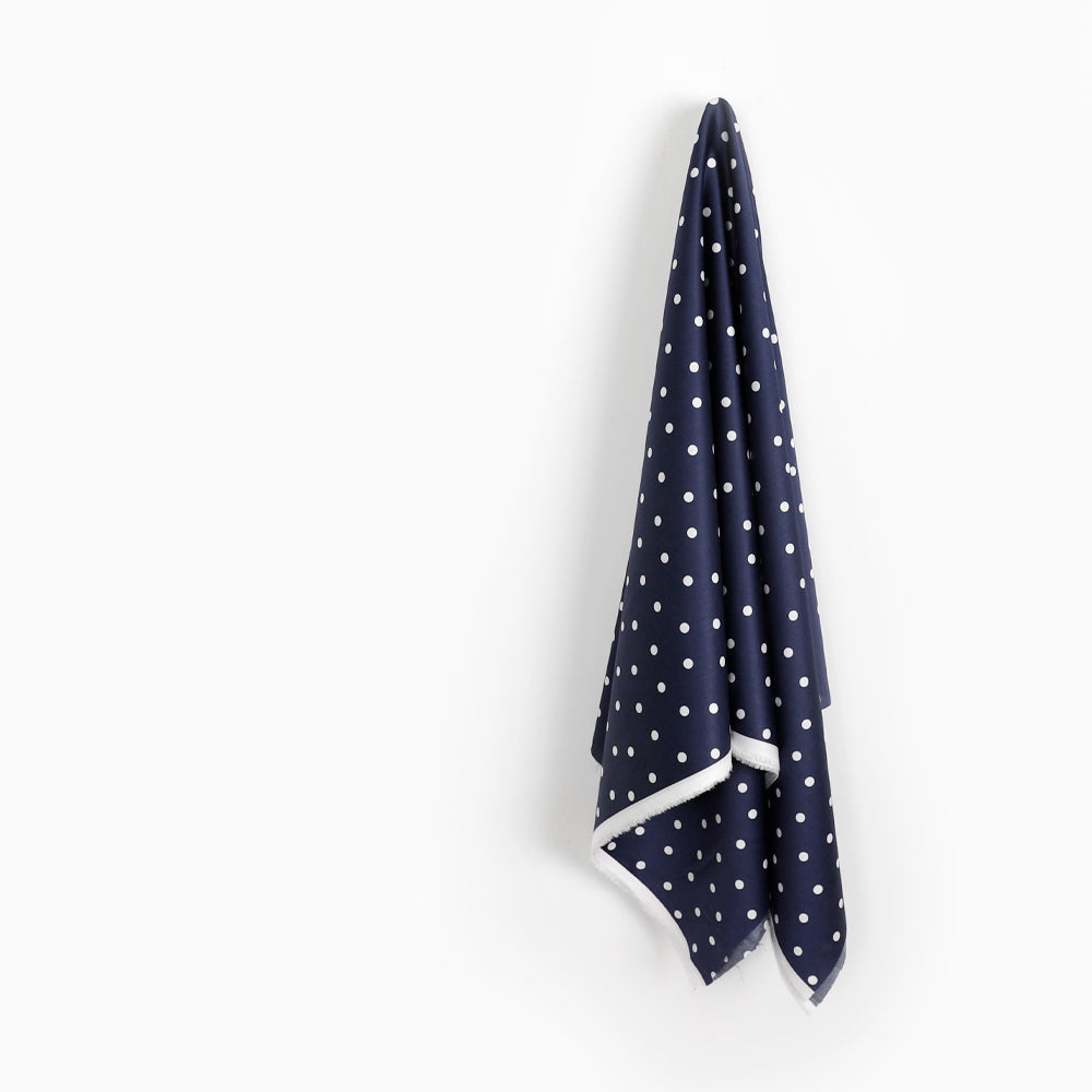 Polka Dot Cotton Sateen - Marine