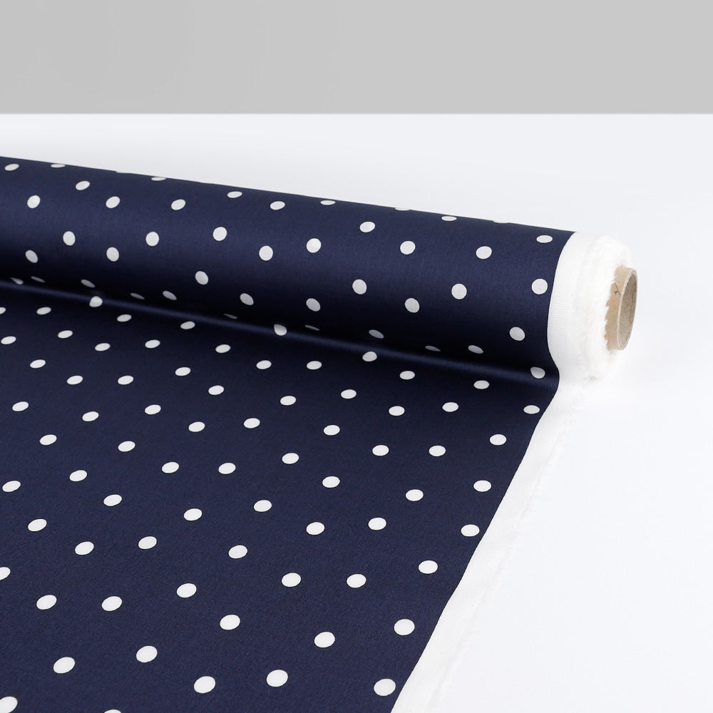 Polka Dot Cotton Sateen - Marine