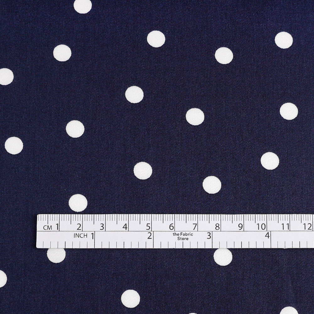 Polka Dot Cotton Sateen - Marine