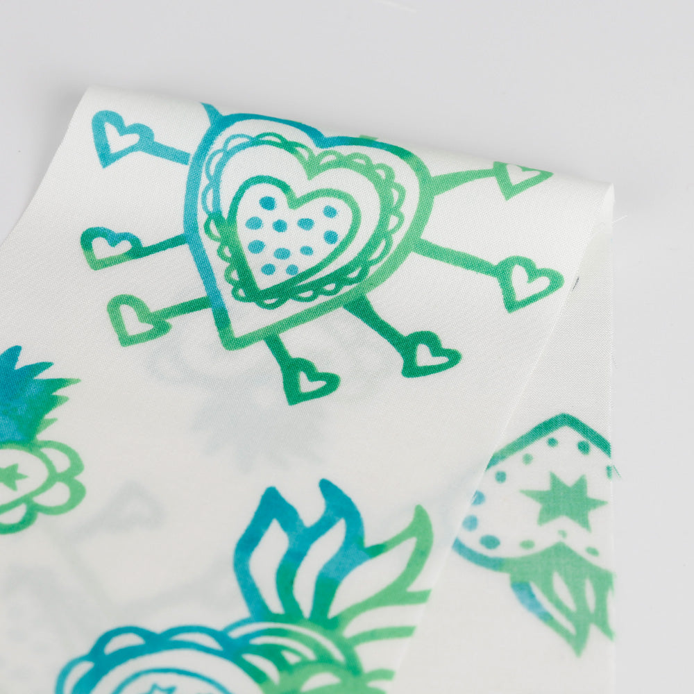 Heart Crest Viscose Challis - Green