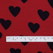 Heart Print Stretch Silk - Oxblood