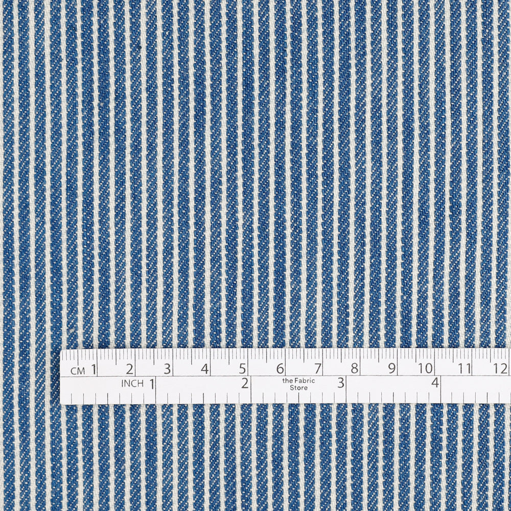 7oz Hickory Stripe Cotton - Bright Indigo