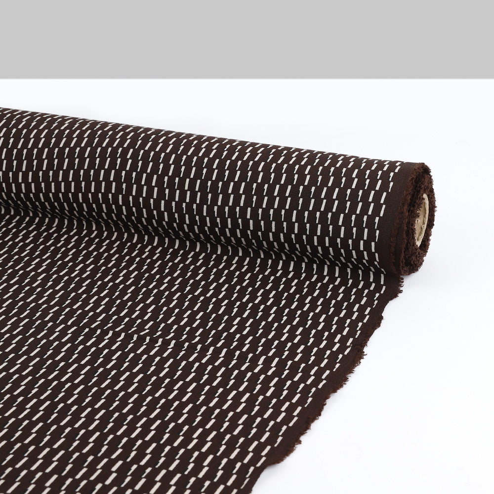 Staggered Block Viscose Crepe - Dark Chocolate