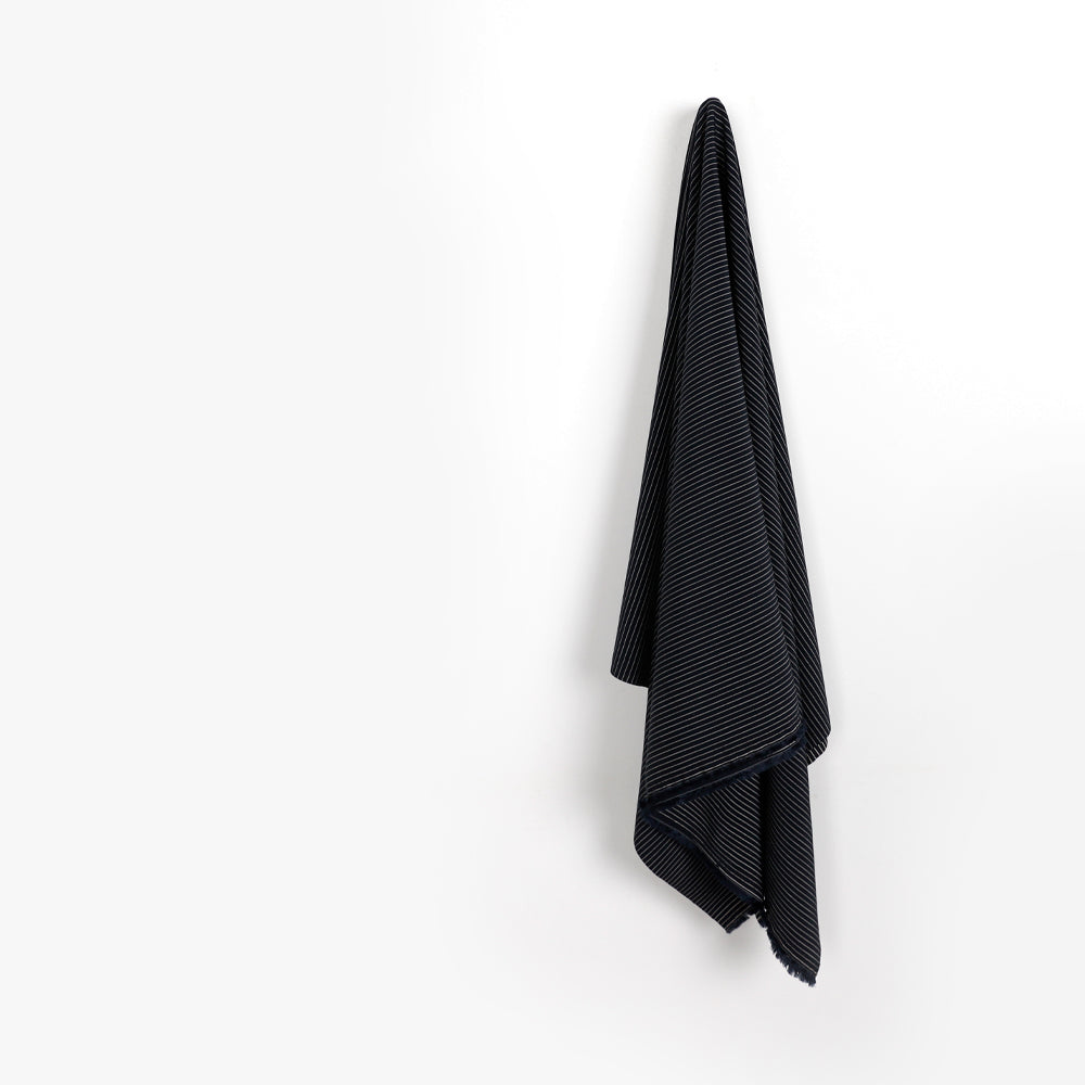 Pinstripe Stretch Viscose - Ink
