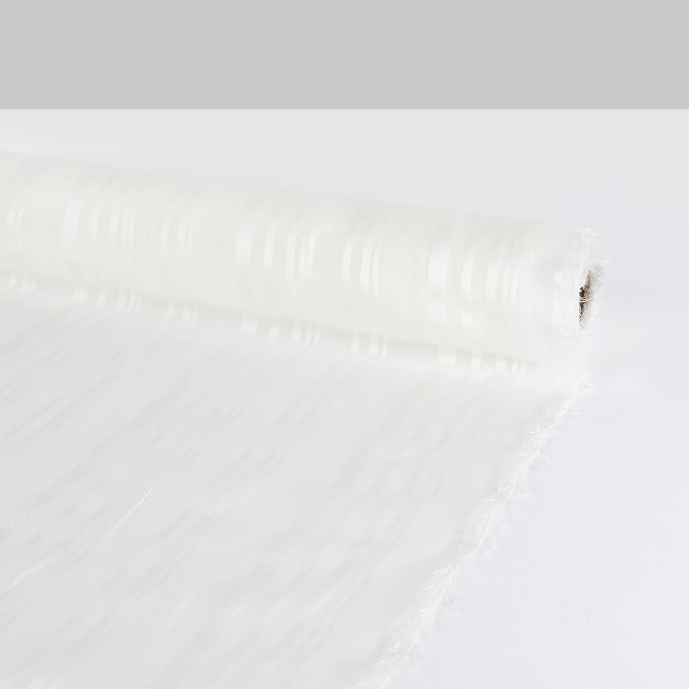 Twill Stripe Sheer Silk - White