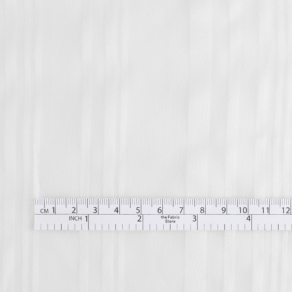 Twill Stripe Sheer Silk - White