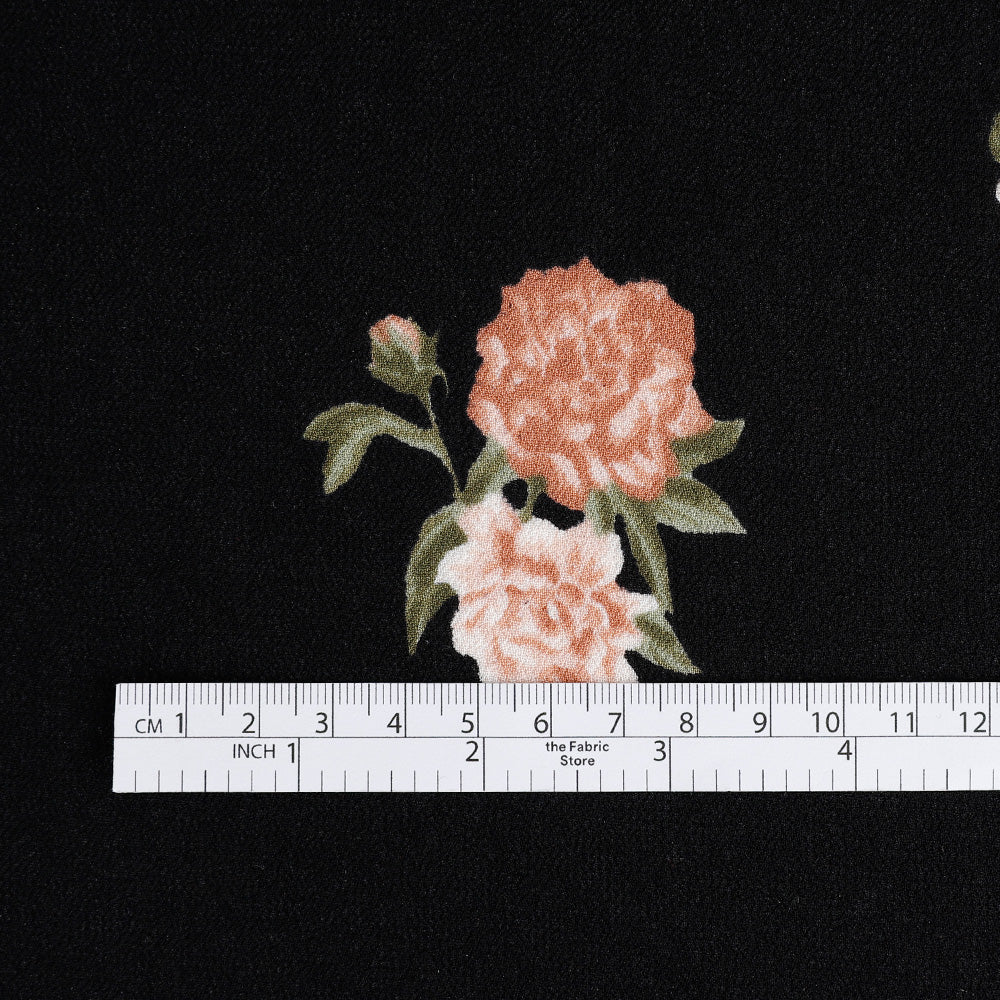Vintage Rose Viscose Georgette - Black