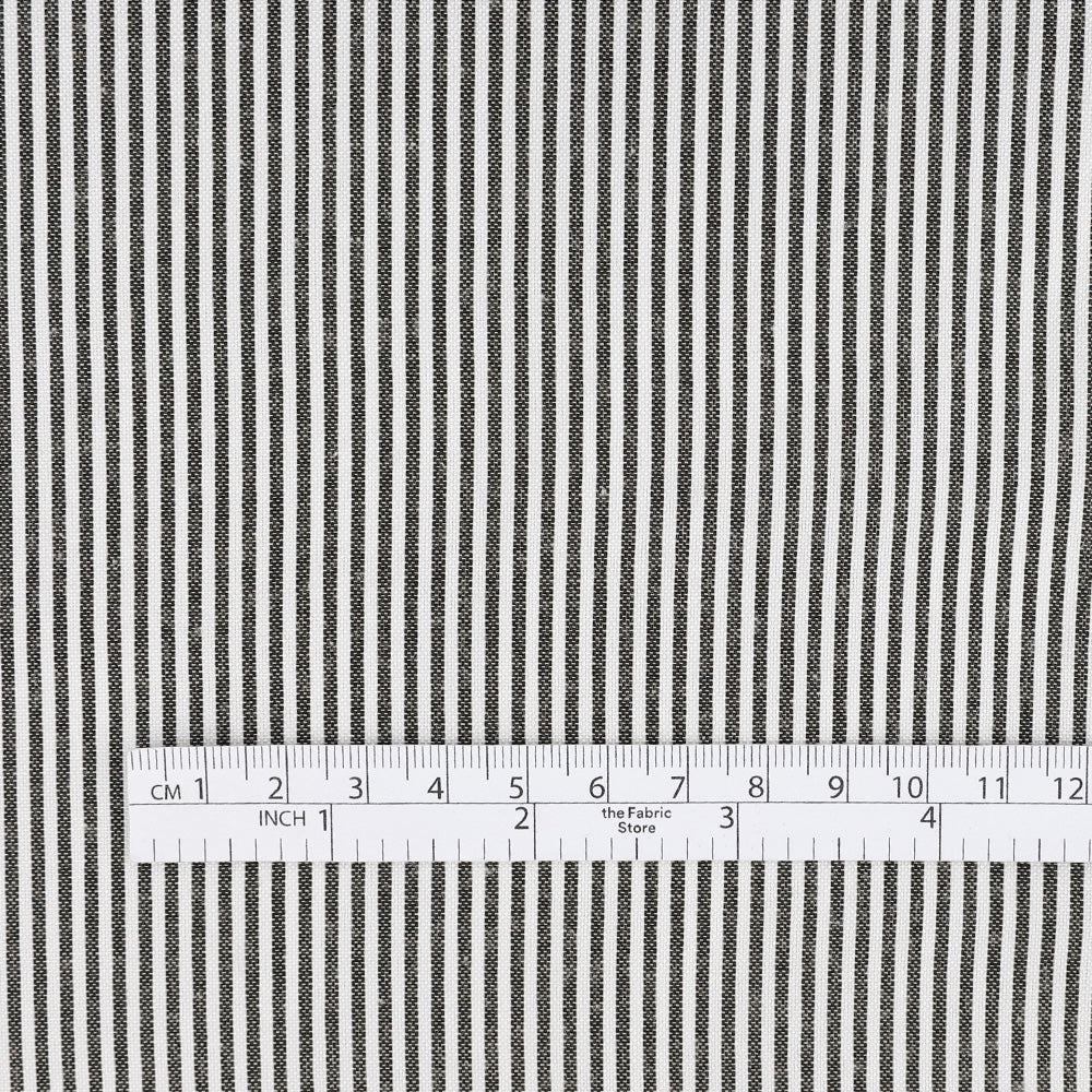 Yarn Dyed Stripe Poly Shirting - Black