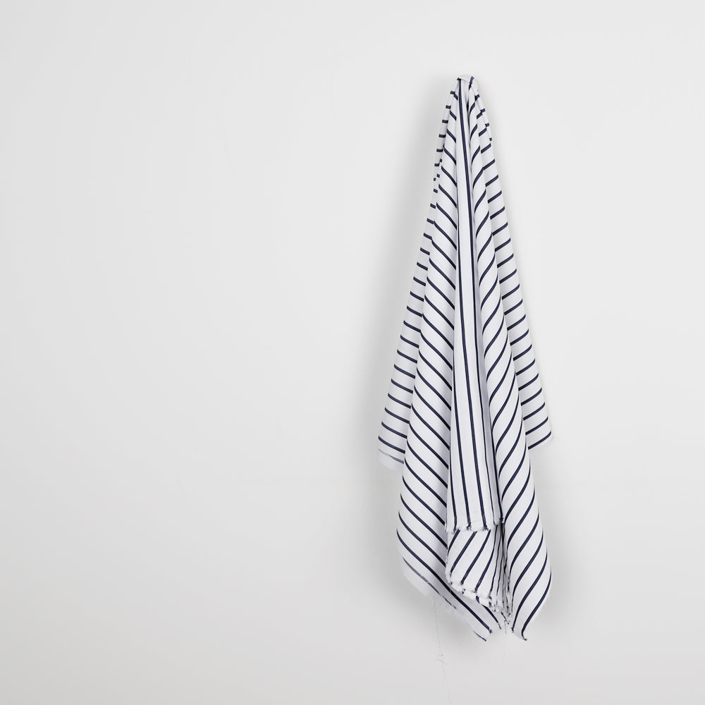 Weft Stripe Cotton Canvas - White / Navy