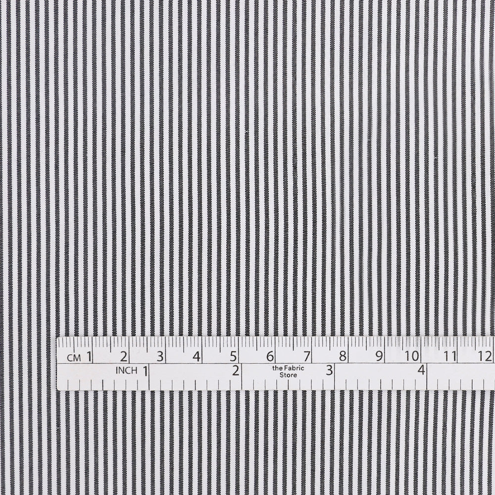 Small Stripe Cotton Shirting - Black / White